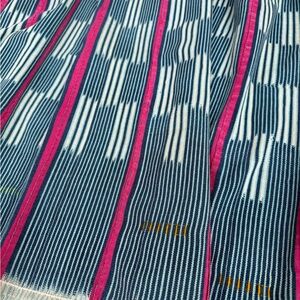 Vintage African Indigo Baule Mudcloth Pink Stripes 54”L x 42”W Textile | No. 161
